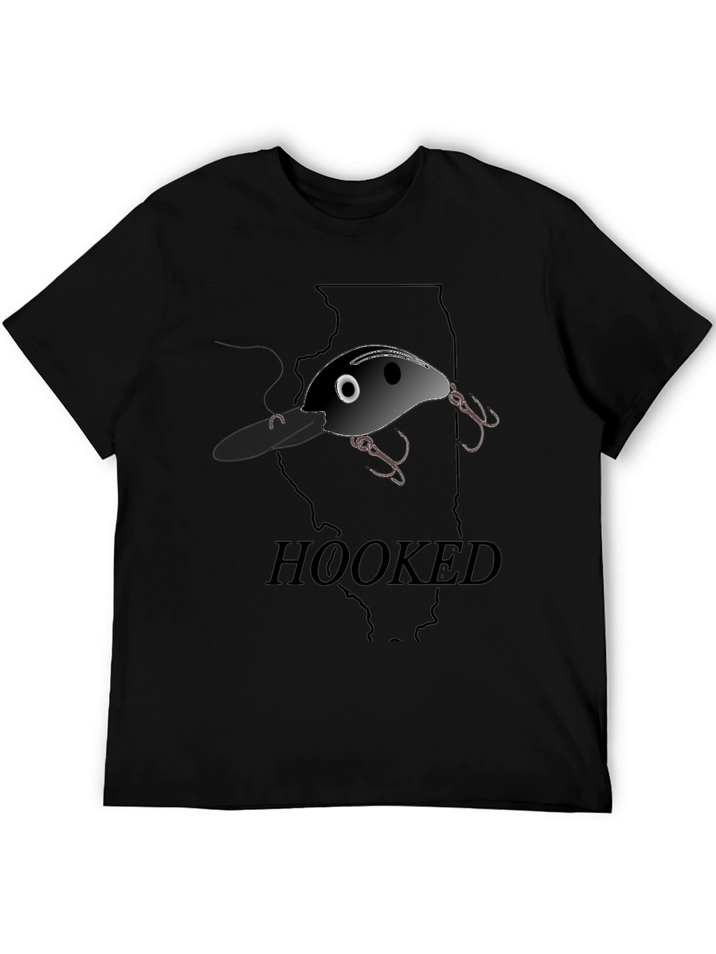 Hooked Fishing Lure Graphic T-Shirt - Illinois Outline
