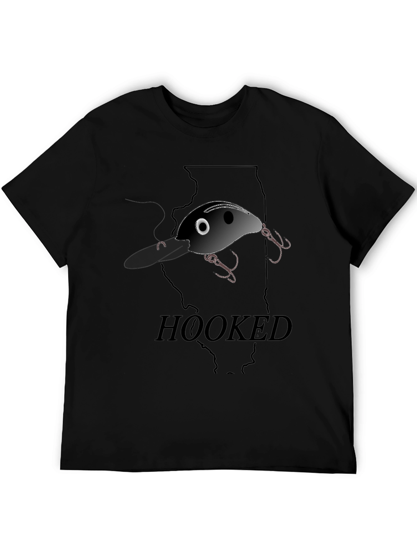 Hooked Fishing Lure Graphic T-Shirt - Illinois Outline