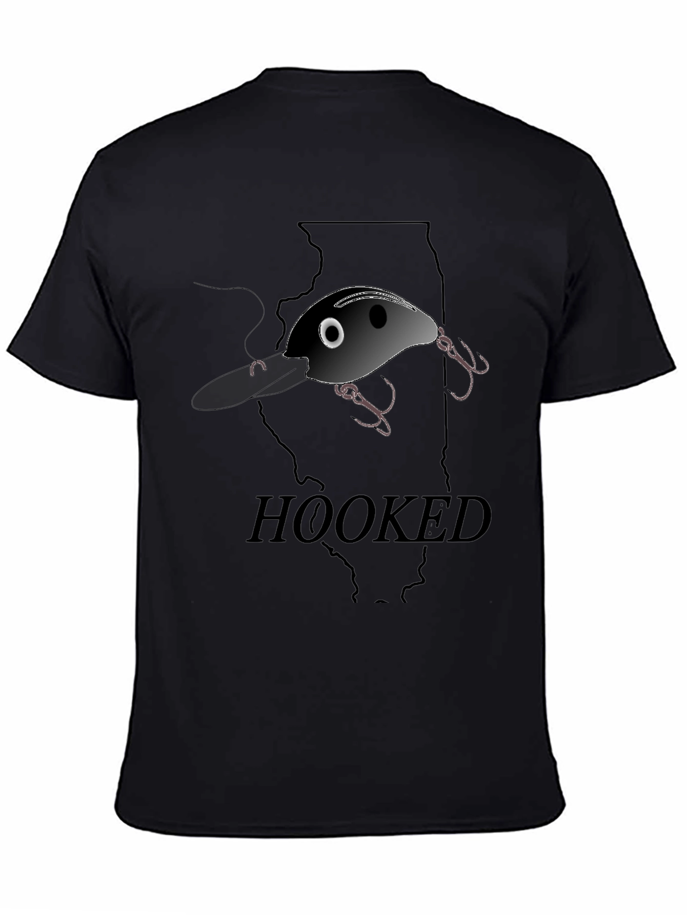 Hooked Fishing Lure Graphic T-Shirt - Illinois Outline