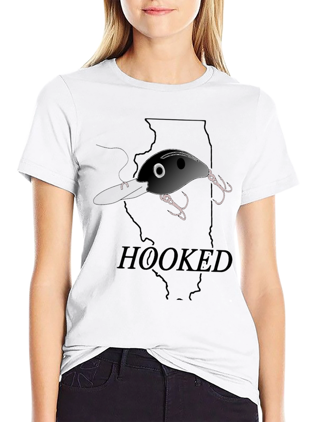 Hooked Fishing Lure Graphic T-Shirt - Illinois Outline