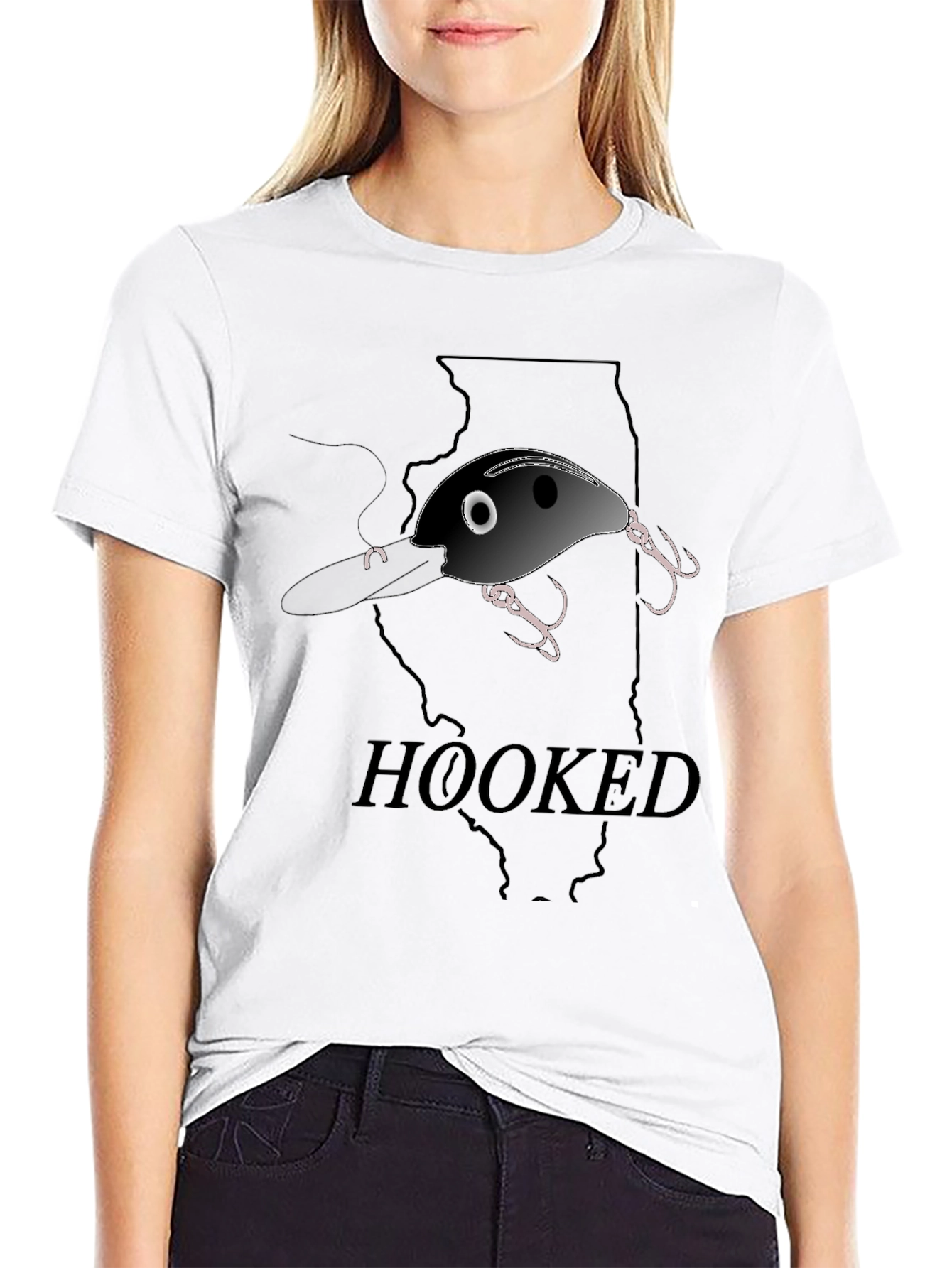 Hooked Fishing Lure Graphic T-Shirt - Illinois Outline