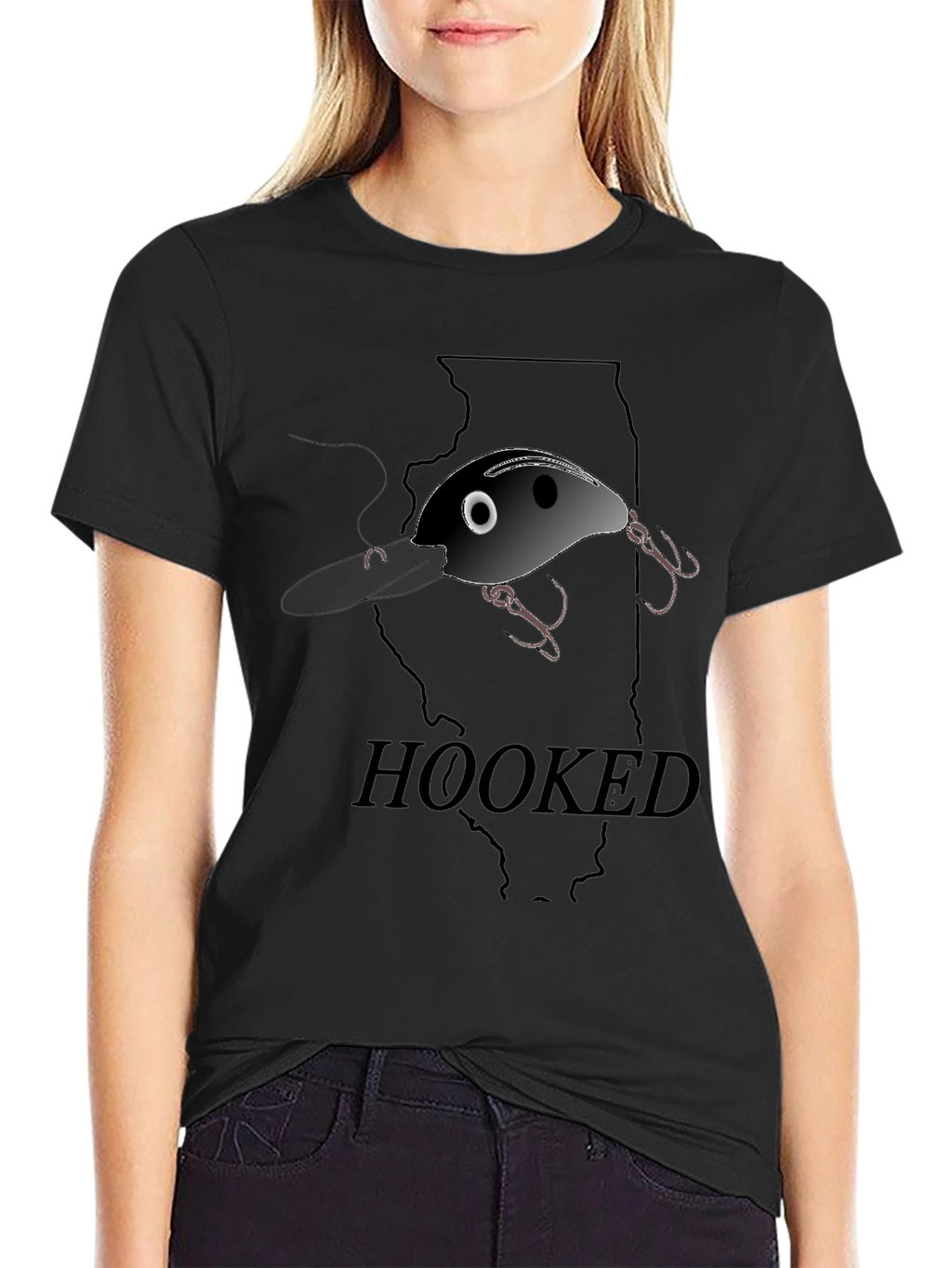 Hooked Fishing Lure Graphic T-Shirt - Illinois Outline