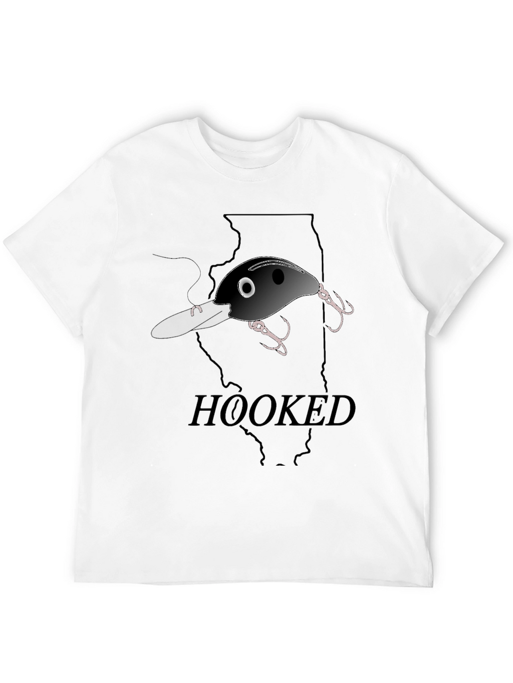 Hooked Fishing Lure Graphic T-Shirt - Illinois Outline