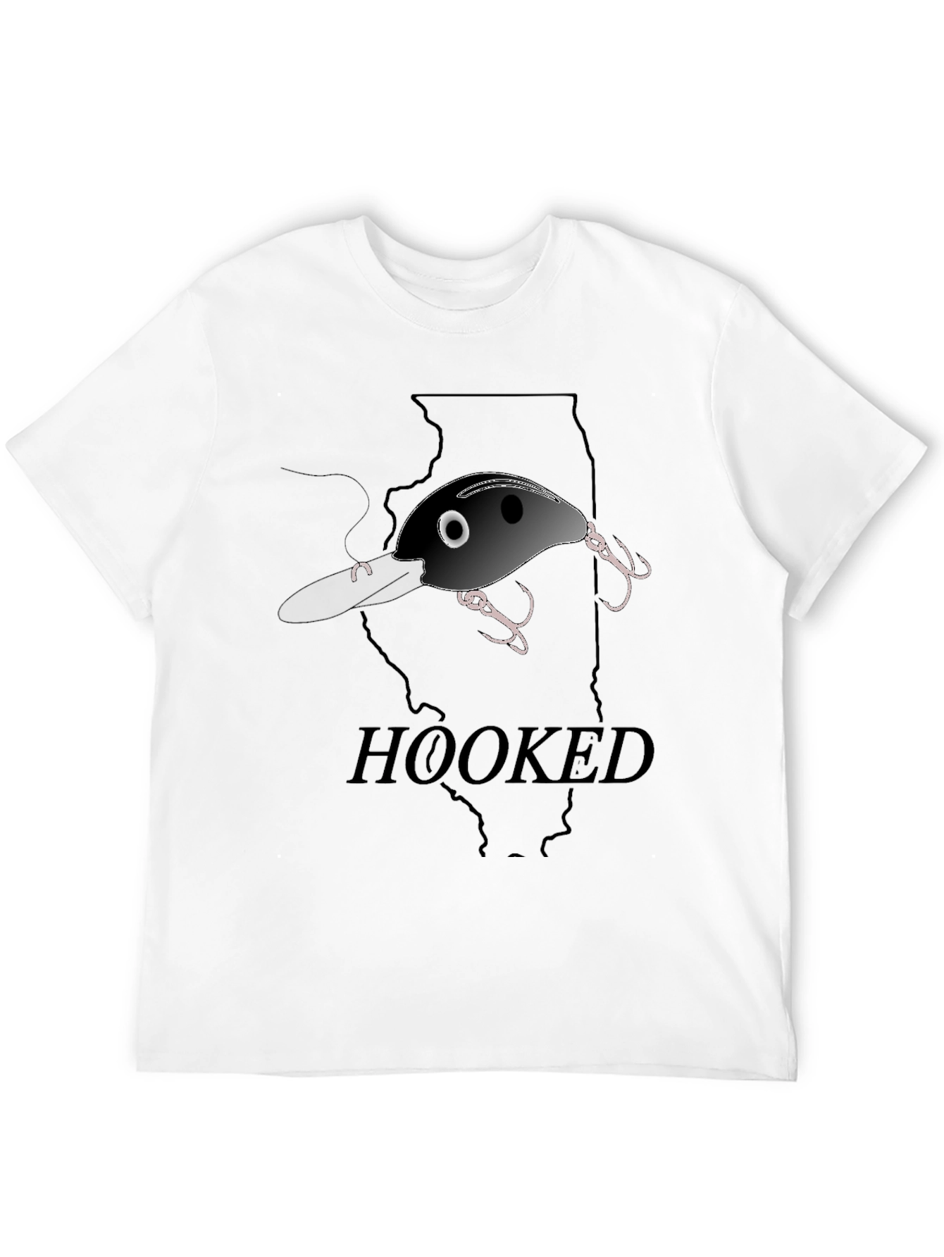 Hooked Fishing Lure Graphic T-Shirt - Illinois Outline