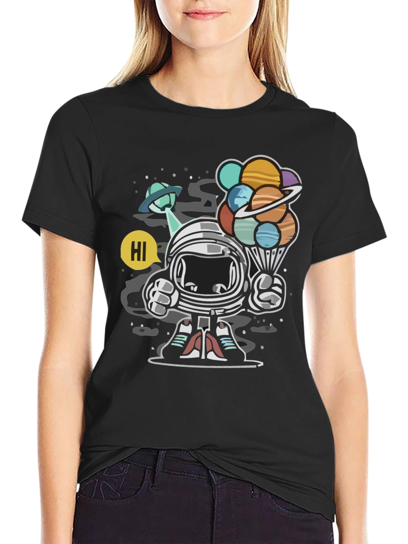 Astronaut Planet Balloon Graphic Tee