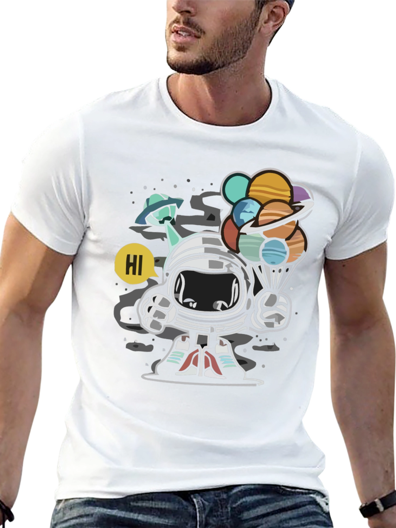 Astronaut Planet Balloon Graphic Tee