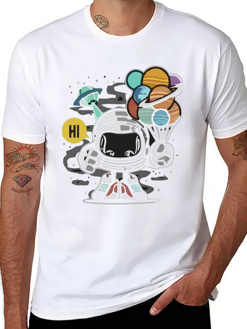 Astronaut Planet Balloon Graphic Tee