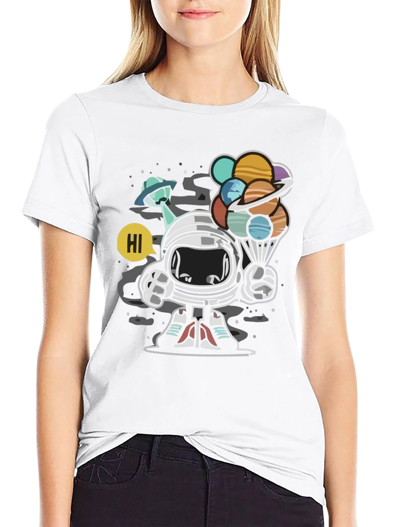 Astronaut Planet Balloon Graphic Tee
