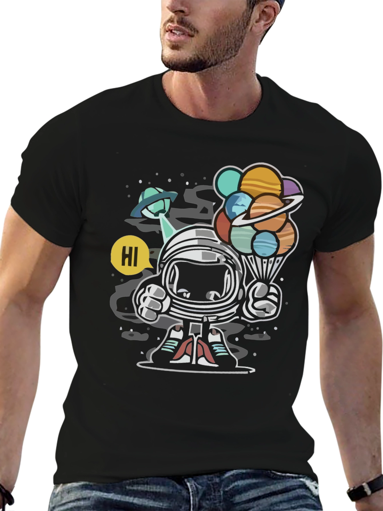 Astronaut Planet Balloon Graphic Tee