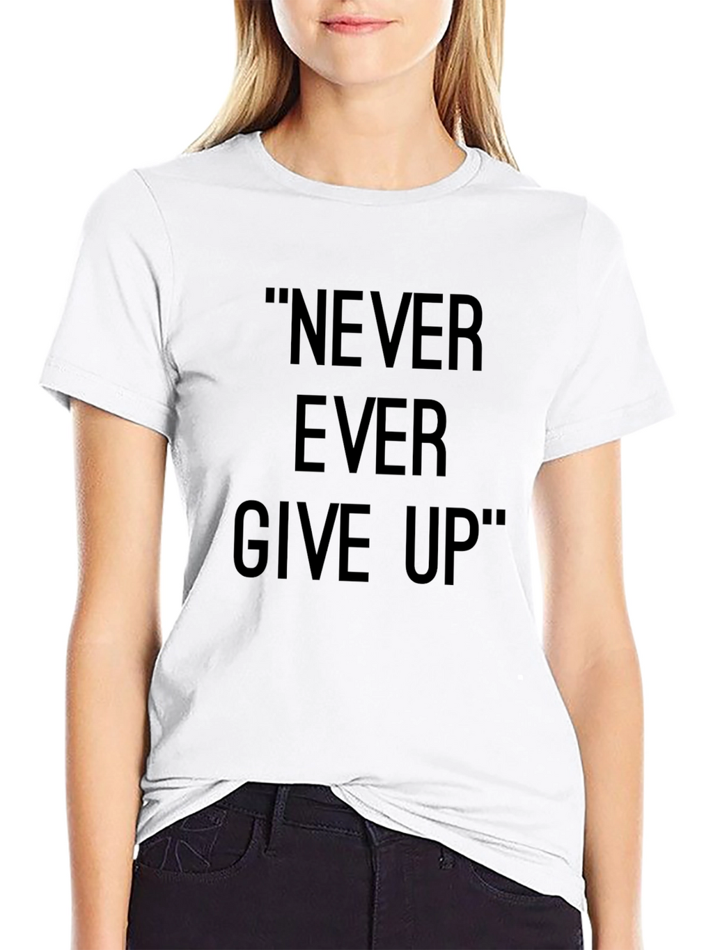 Inspirational Never Ever Give Up Black T-Shirt
