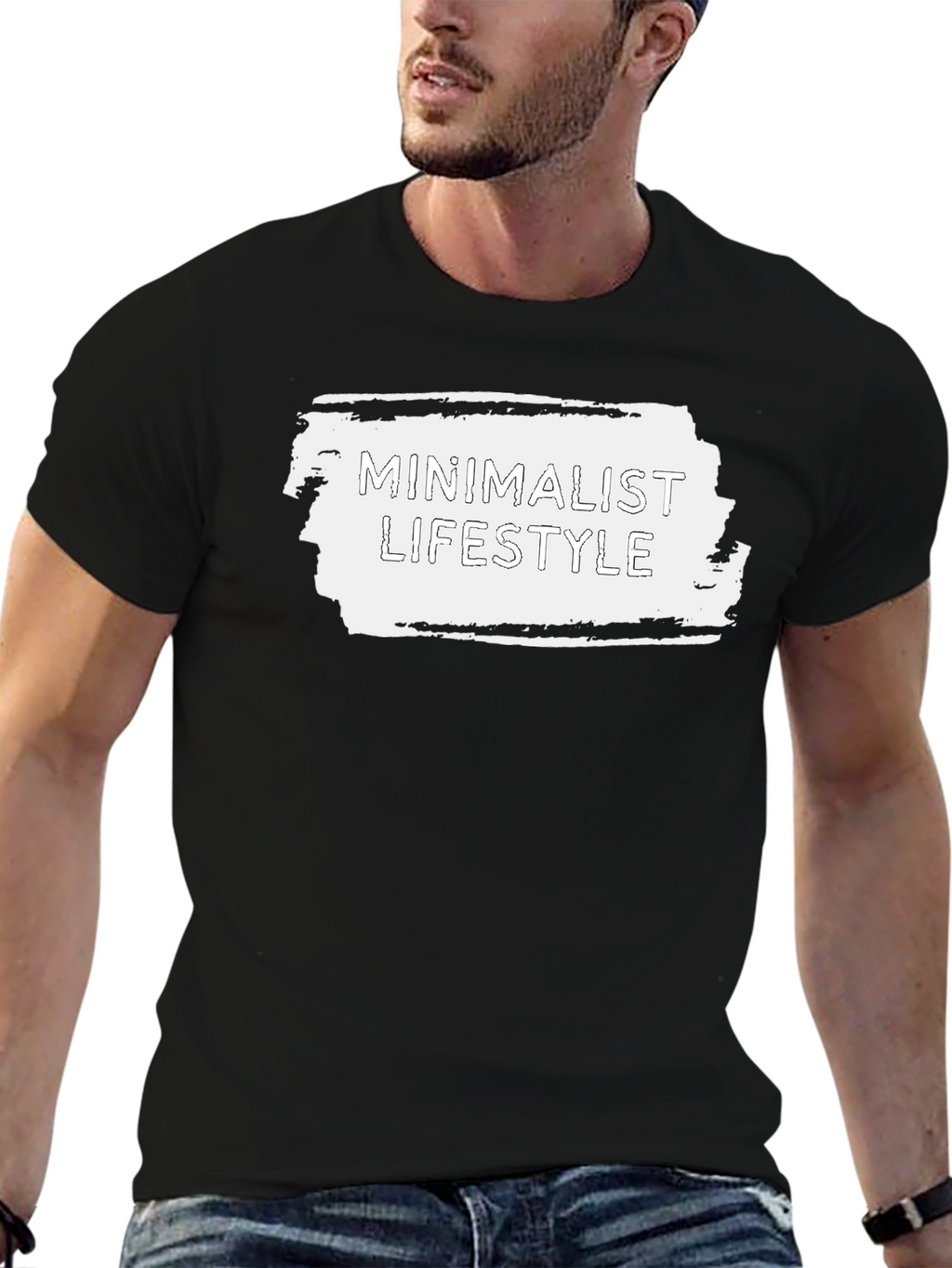 Minimalist Lifestyle Graphic Tee - Black Cotton