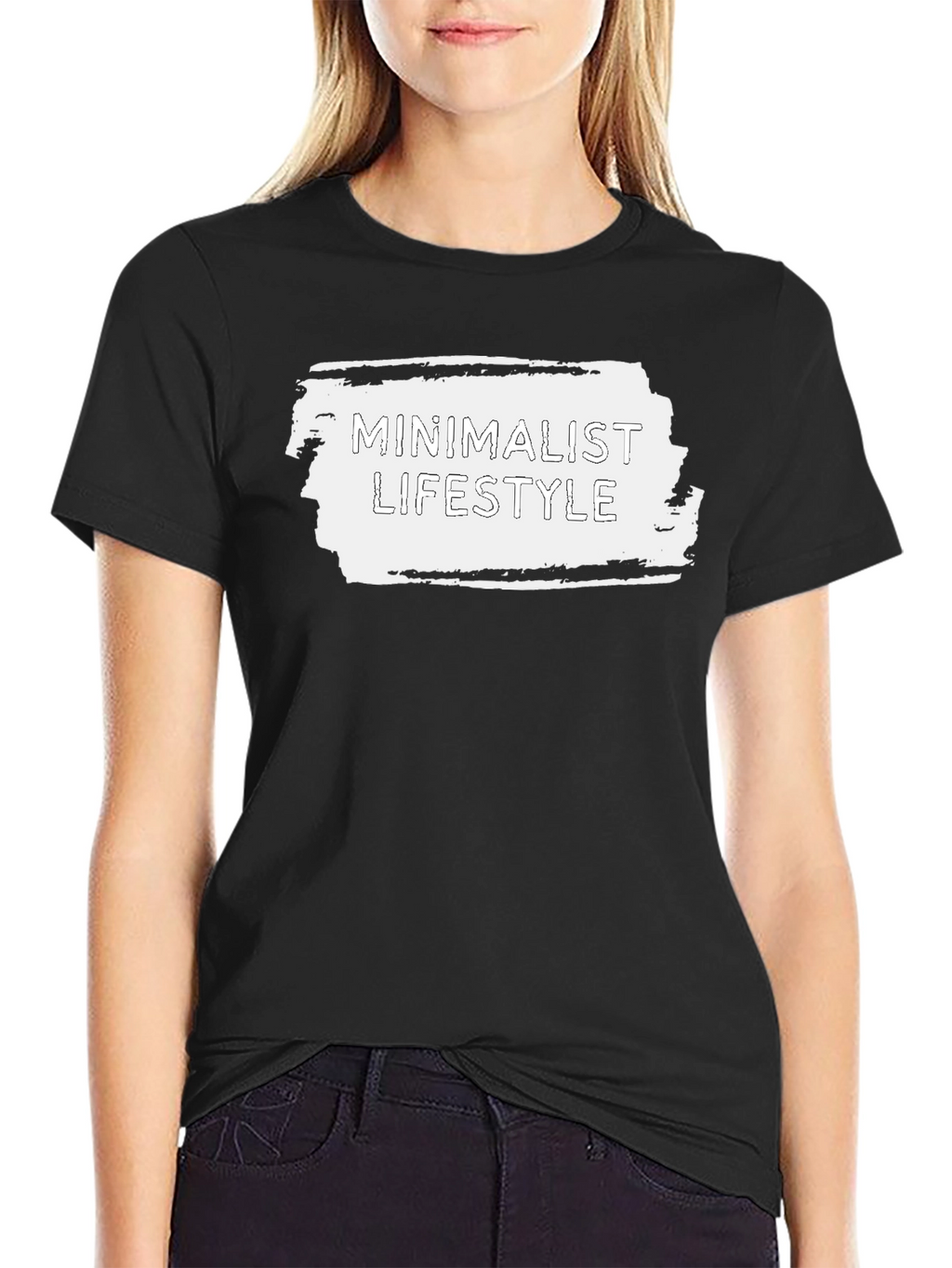 Minimalist Lifestyle Graphic Tee - Black Cotton