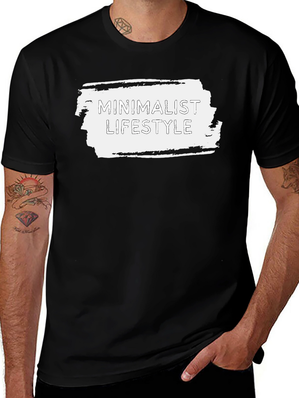 Minimalist Lifestyle Graphic Tee - Black Cotton