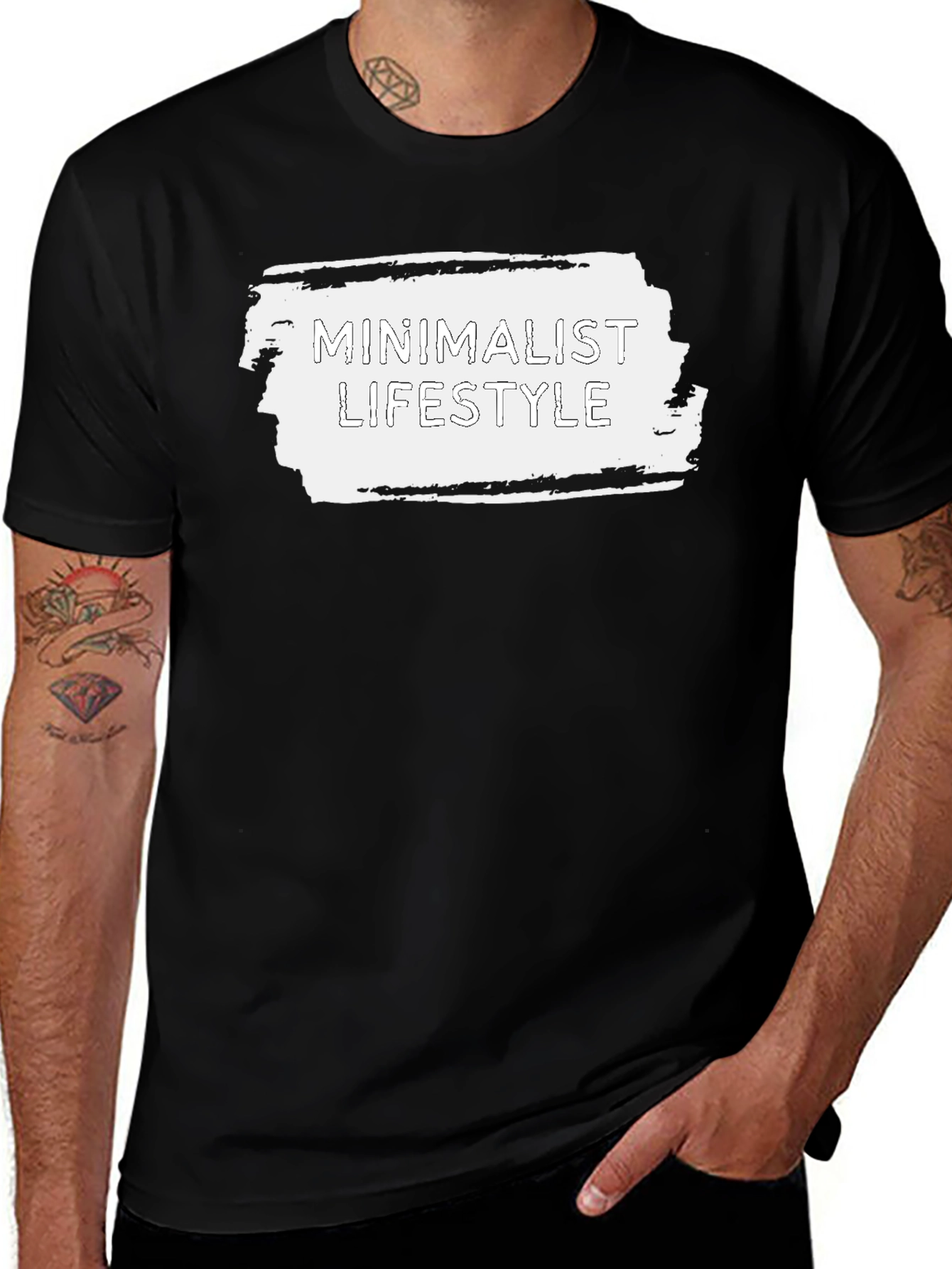 Minimalist Lifestyle Graphic Tee - Black Cotton