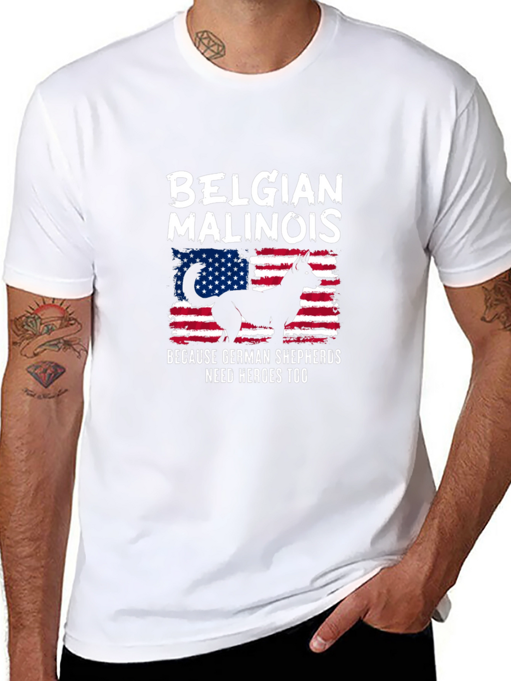 Belgian Malinois USA Flag T-Shirt - Dog Lover Tee