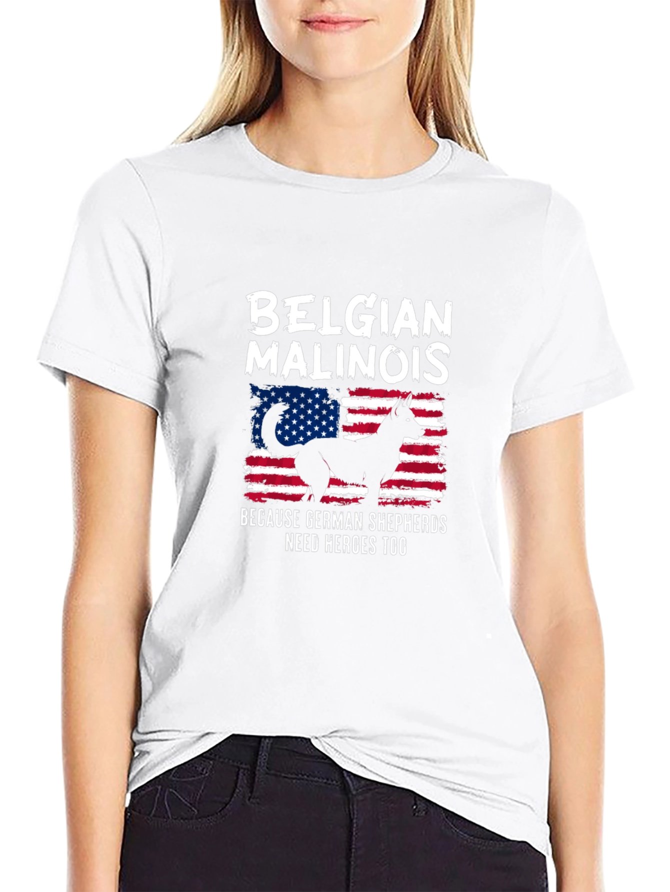 Belgian Malinois USA Flag T-Shirt - Dog Lover Tee