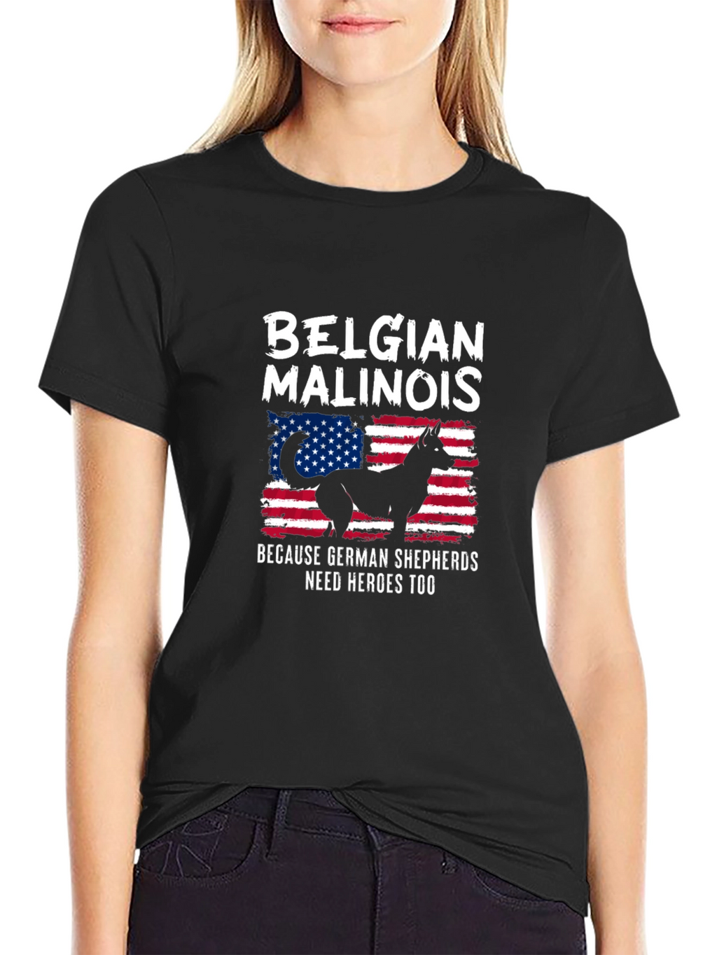Belgian Malinois USA Flag T-Shirt - Dog Lover Tee