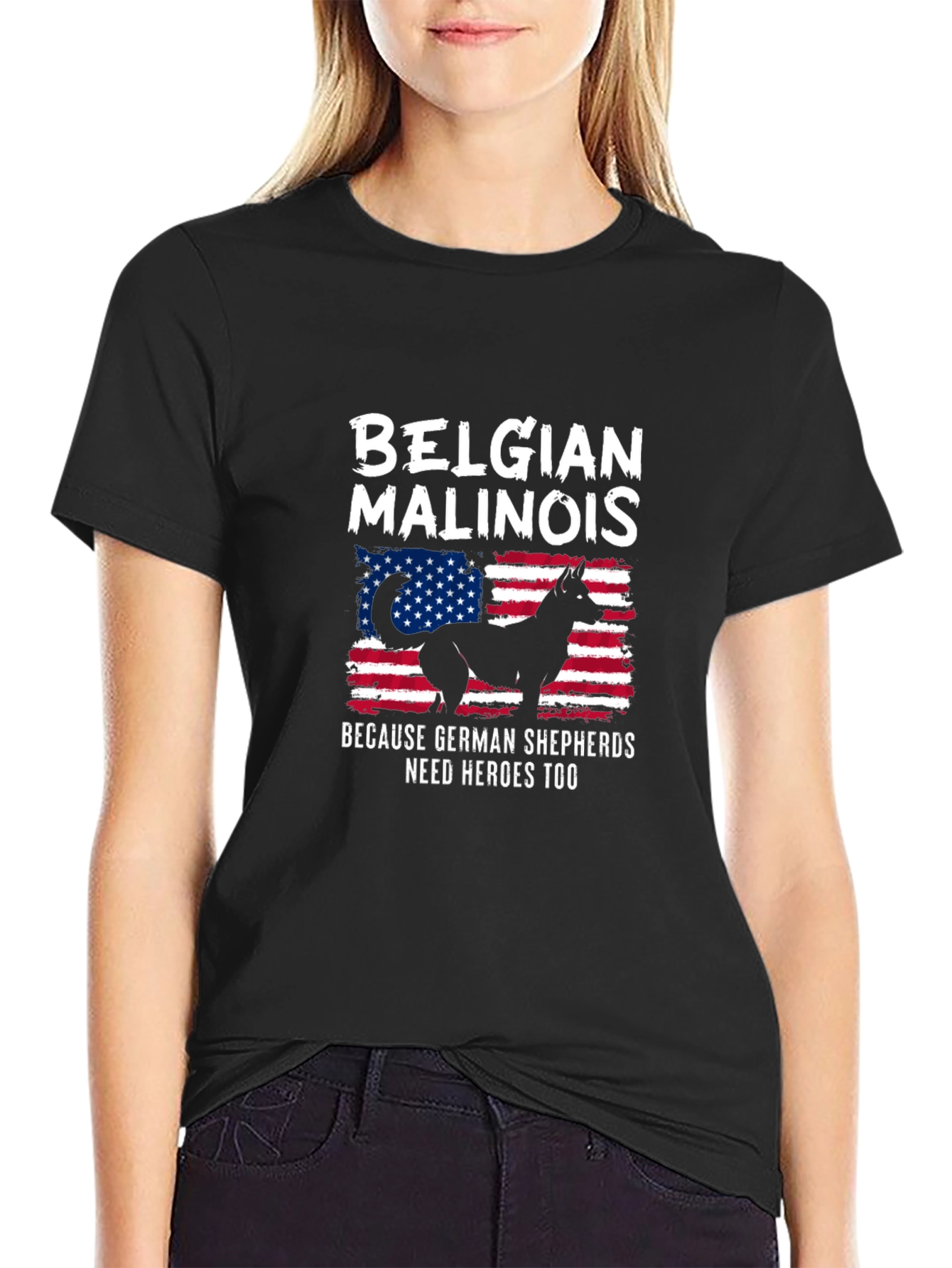 Belgian Malinois USA Flag T-Shirt - Dog Lover Tee
