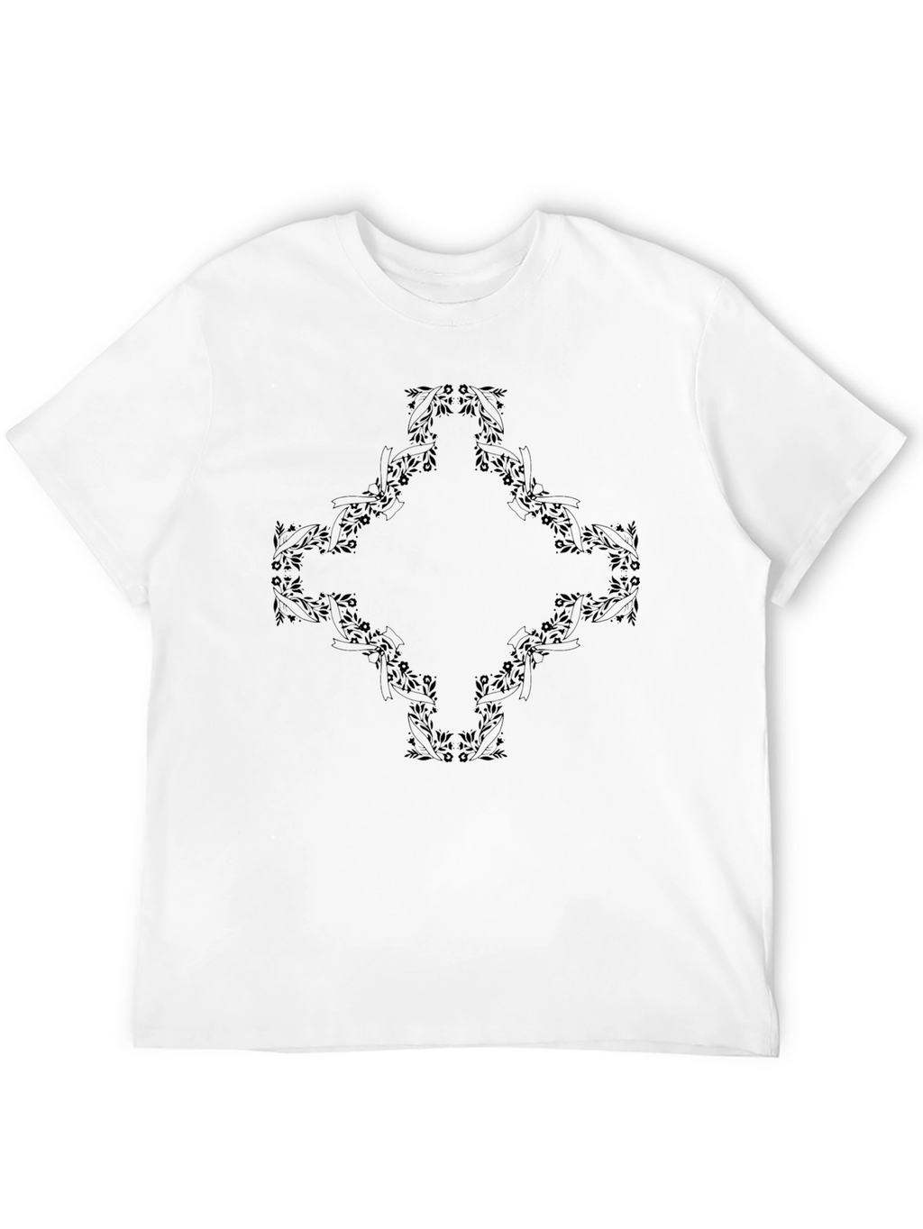Black Floral Diamond Graphic Tee for Men