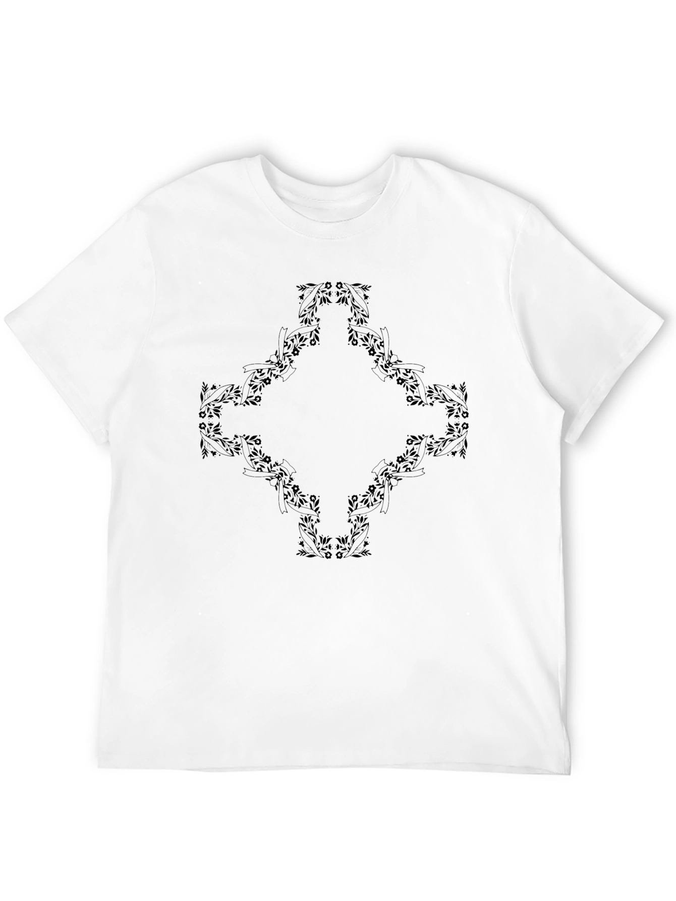 Black Floral Diamond Graphic Tee for Men