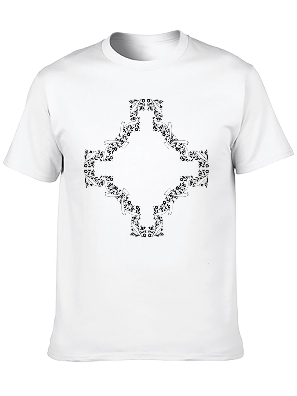 Black Floral Diamond Graphic Tee for Men