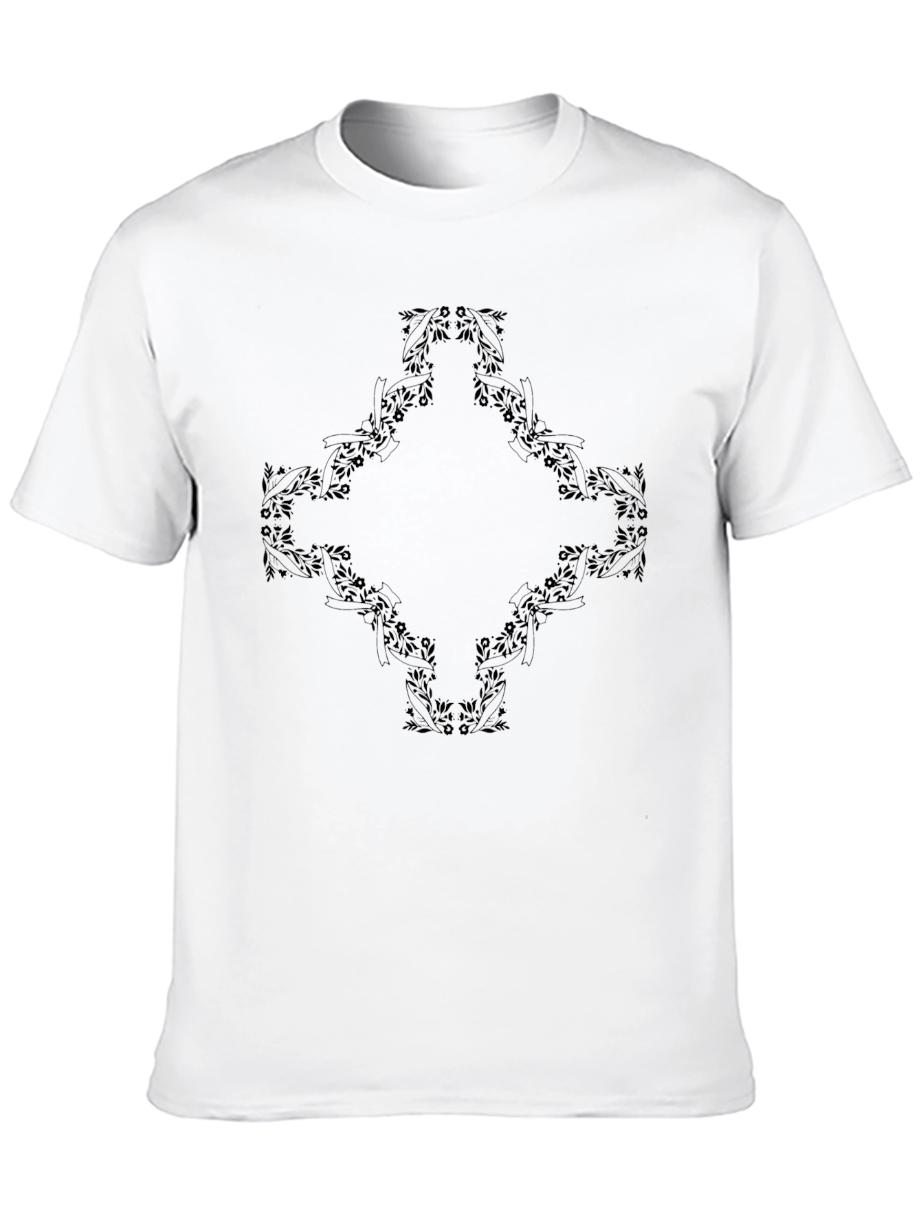 Black Floral Diamond Graphic Tee for Men