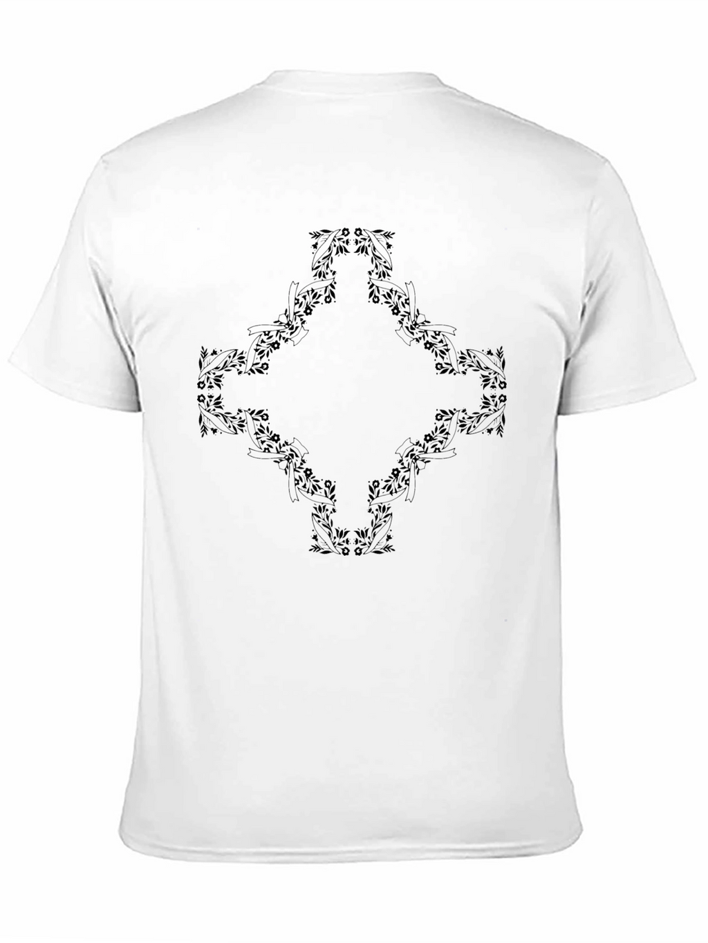 Black Floral Diamond Graphic Tee for Men