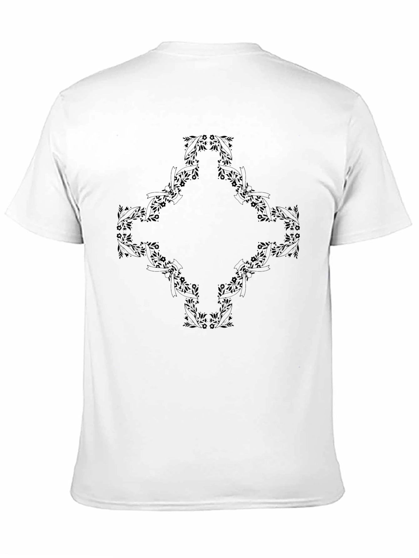 Black Floral Diamond Graphic Tee for Men