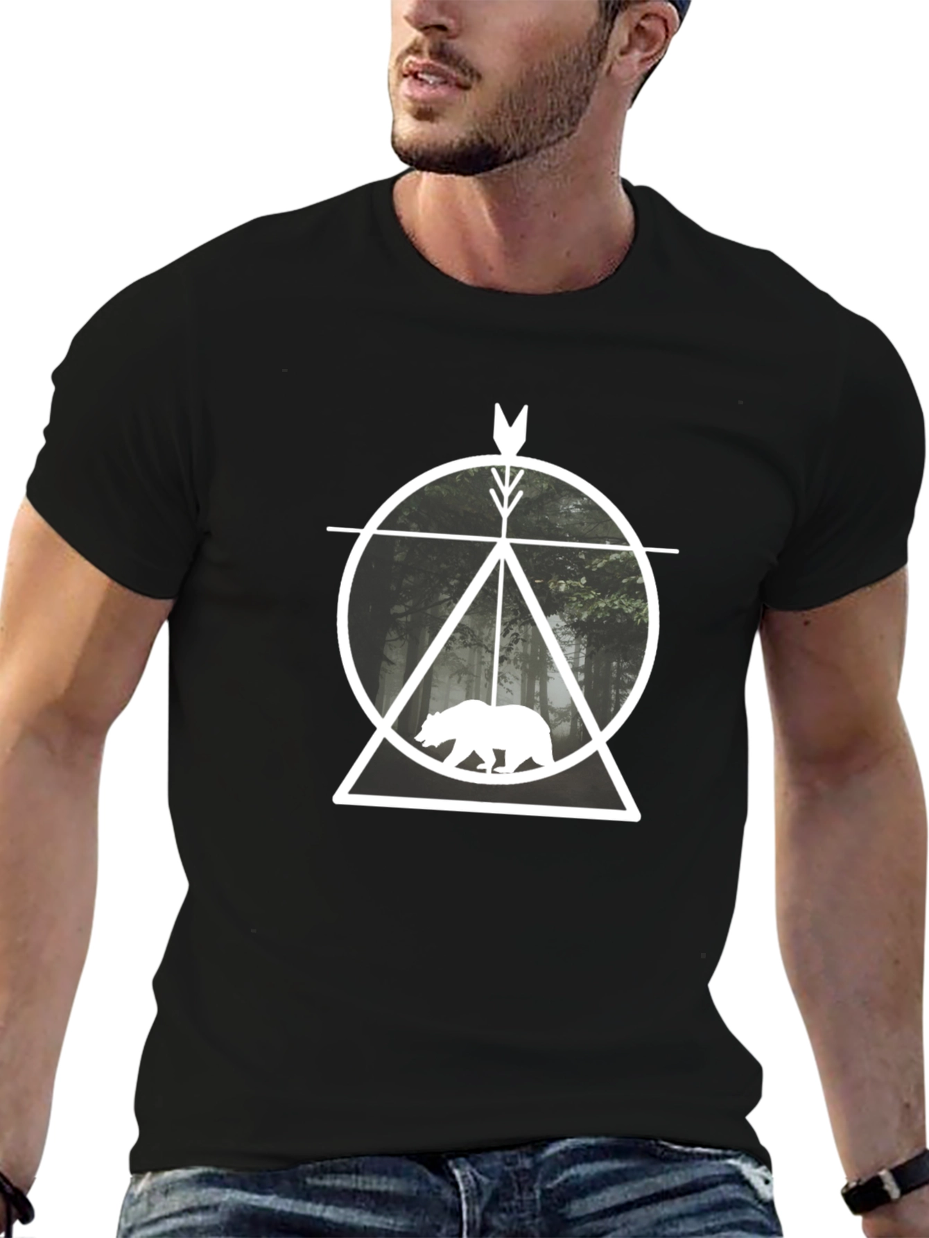 Nature Arrow Bear T-Shirt - Mens Black Tee