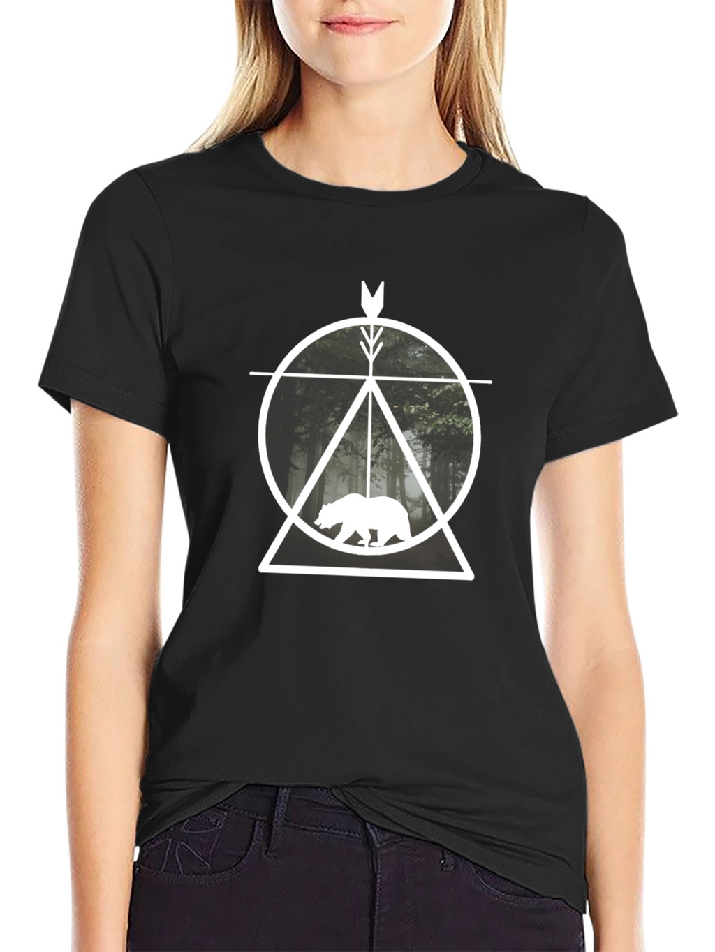 Nature Arrow Bear T-Shirt - Mens Black Tee