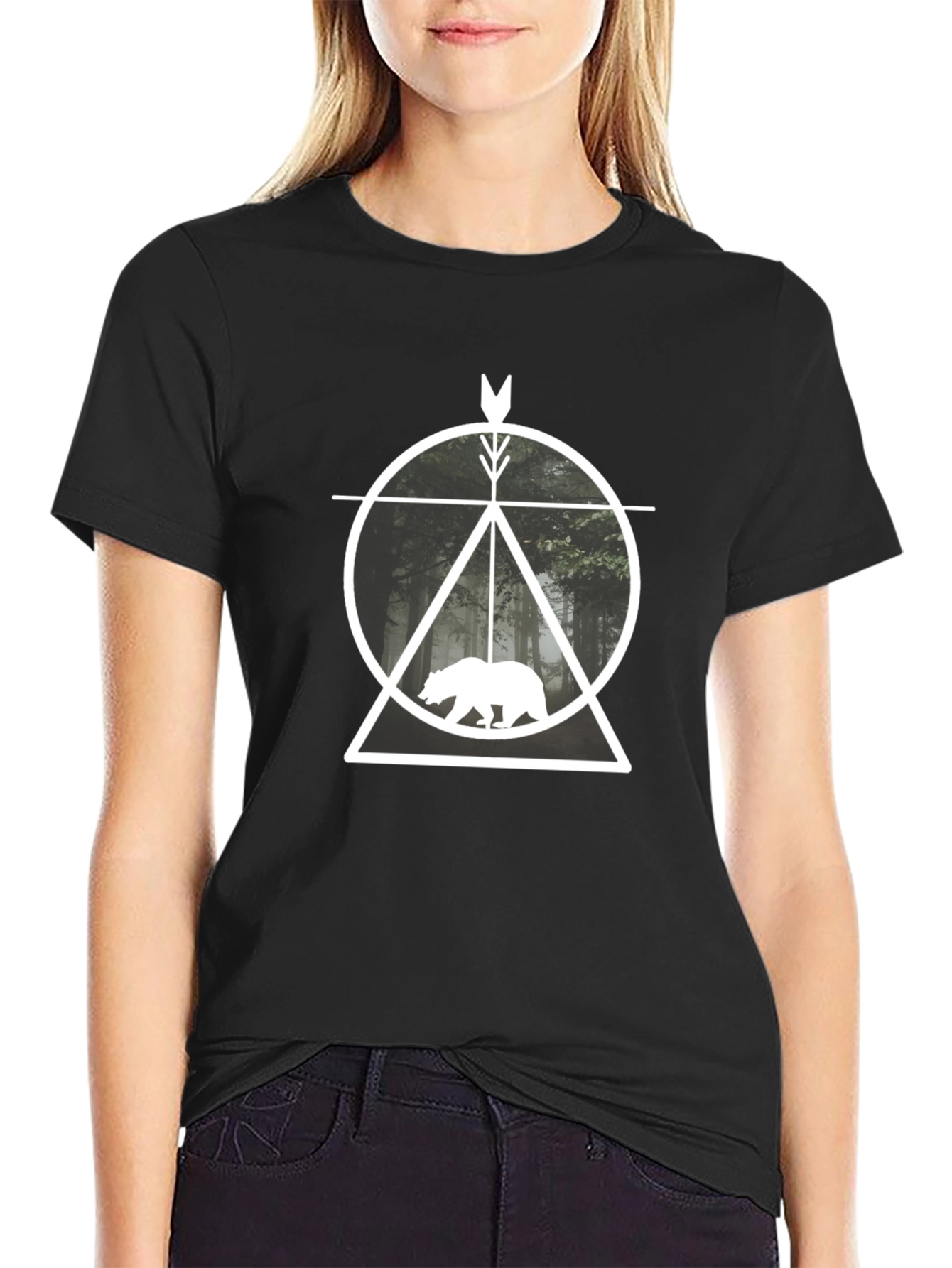 Nature Arrow Bear T-Shirt - Mens Black Tee
