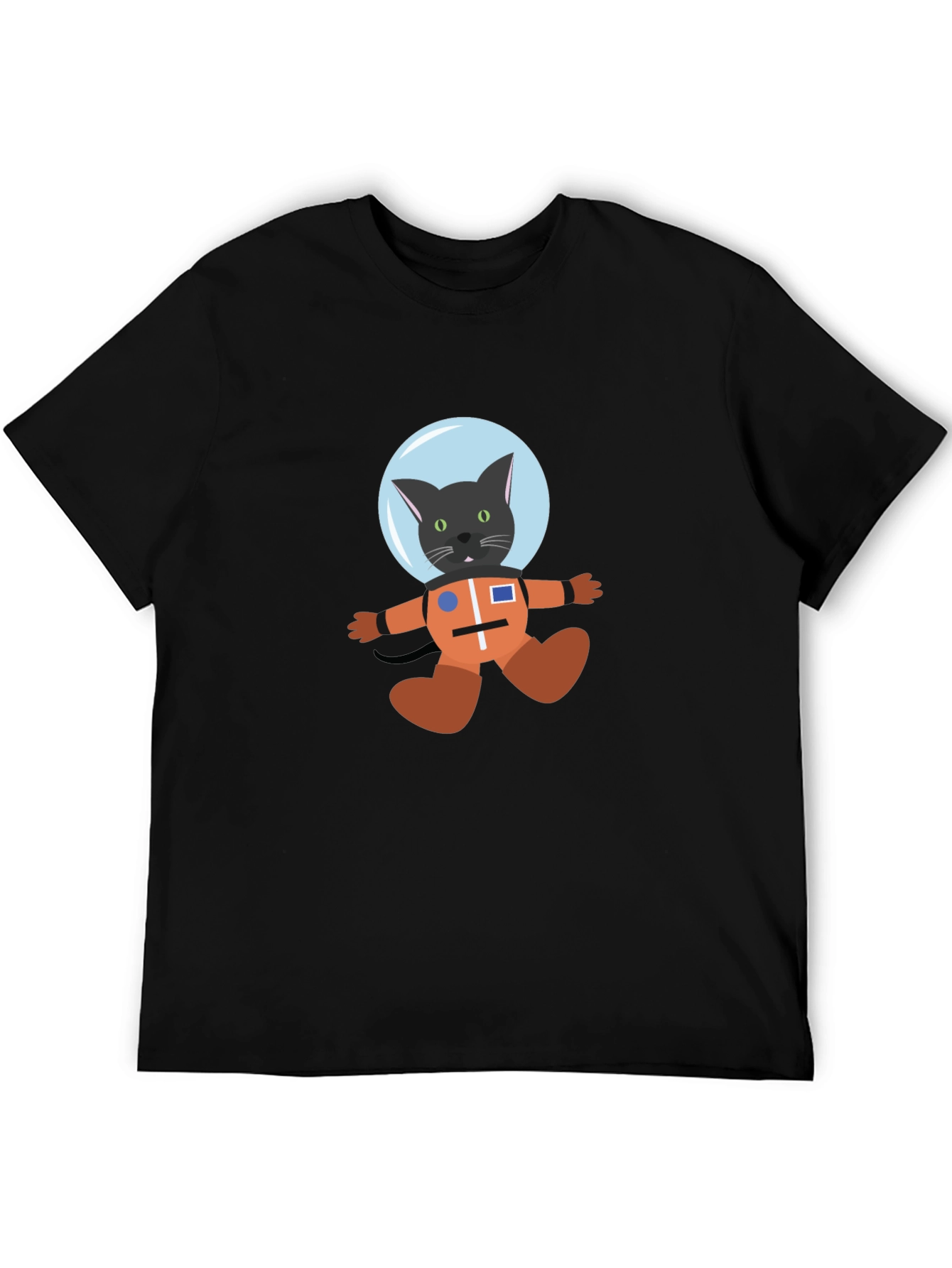 Cat Astronaut Black T-Shirt