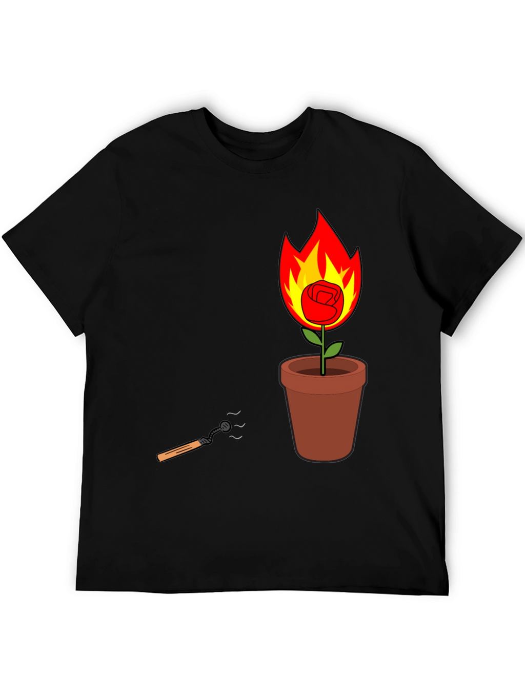 Flaming Rose in Pot Graphic Tee