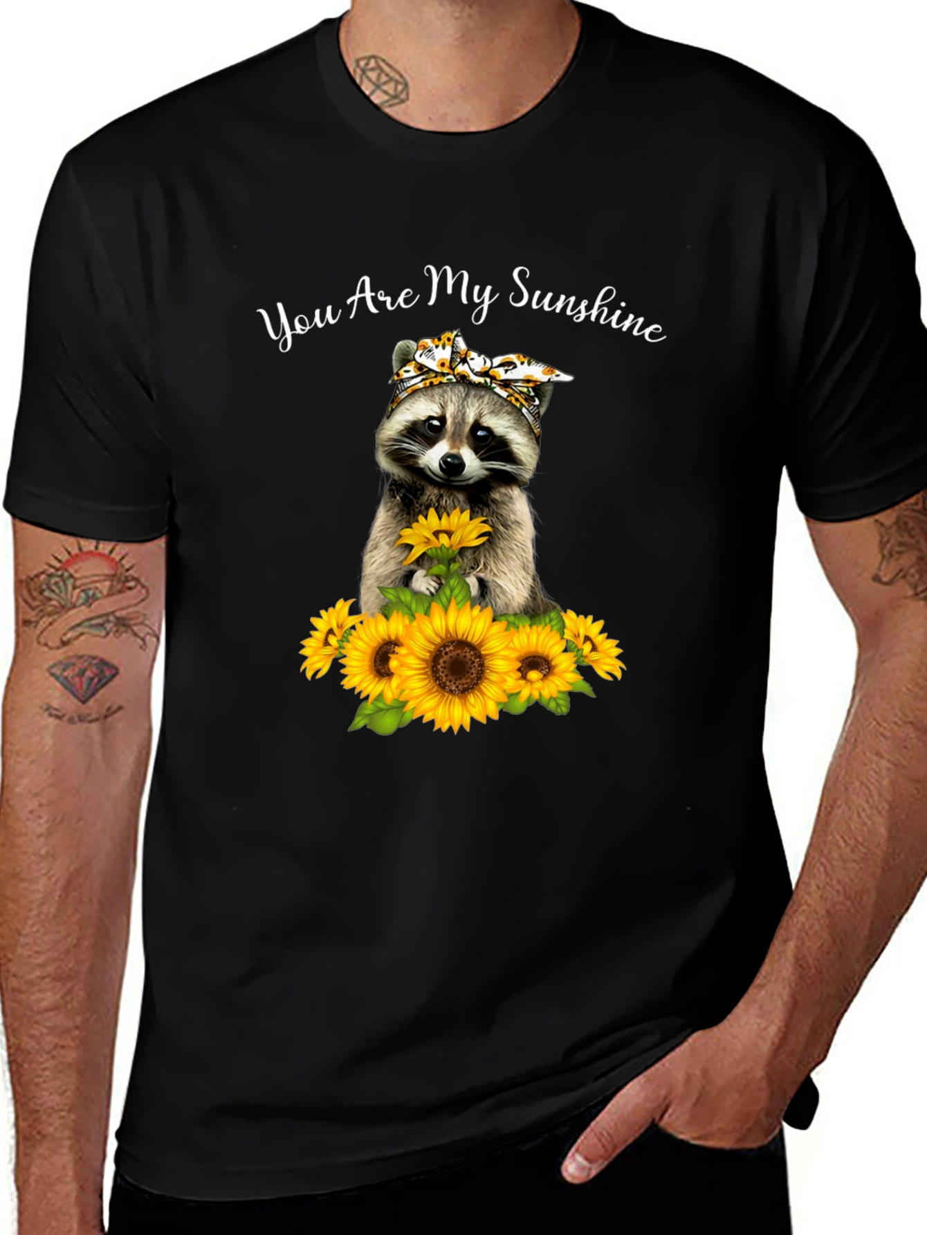 Raccoon Sunflower Graphic Tee - You Are My Sunshine T-Shirt