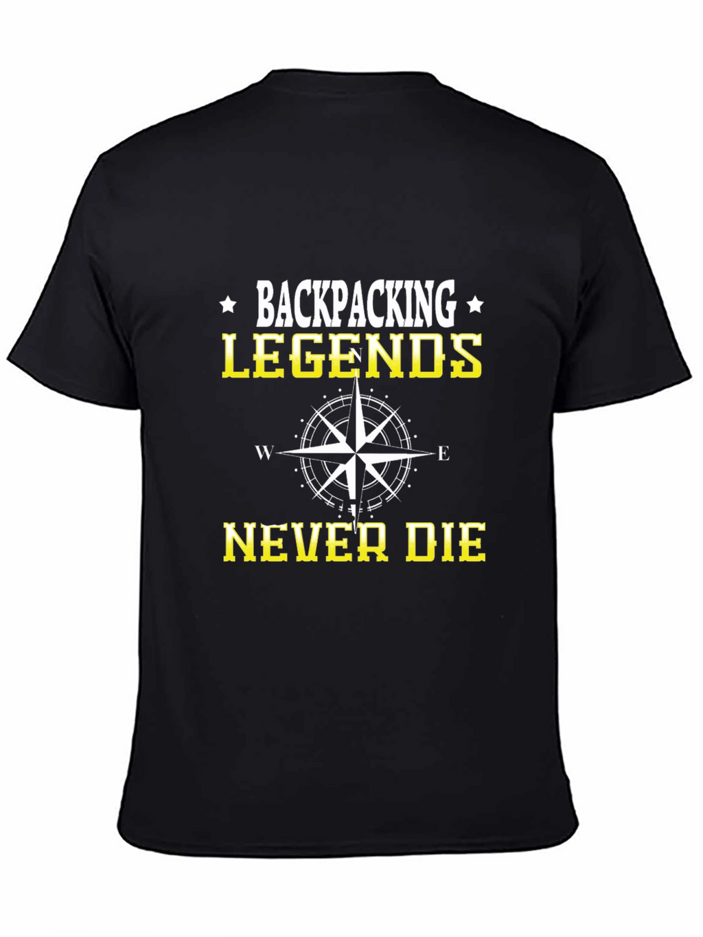 Backpacking Legends Never Die Black Graphic T-Shirt