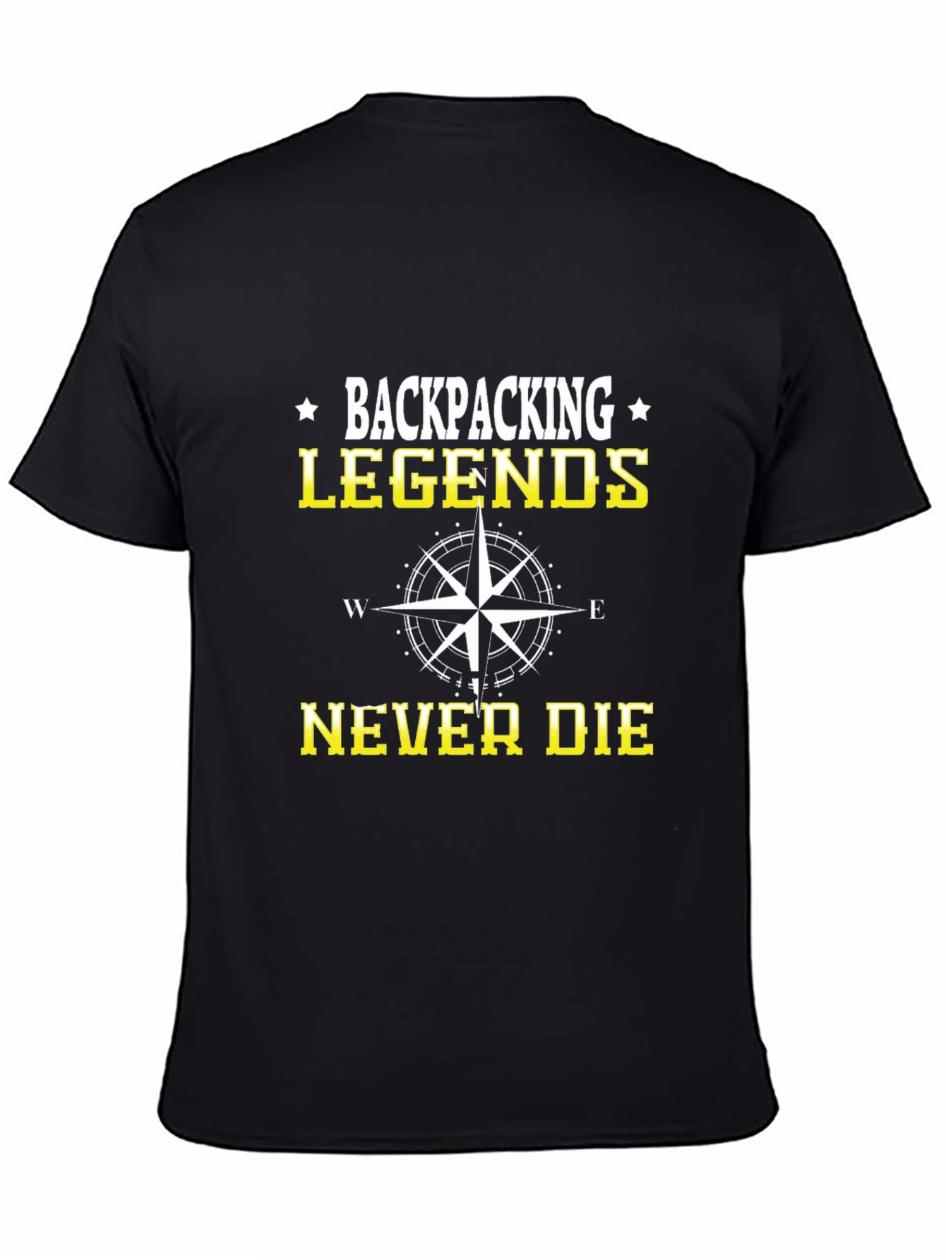Backpacking Legends Never Die Black Graphic T-Shirt