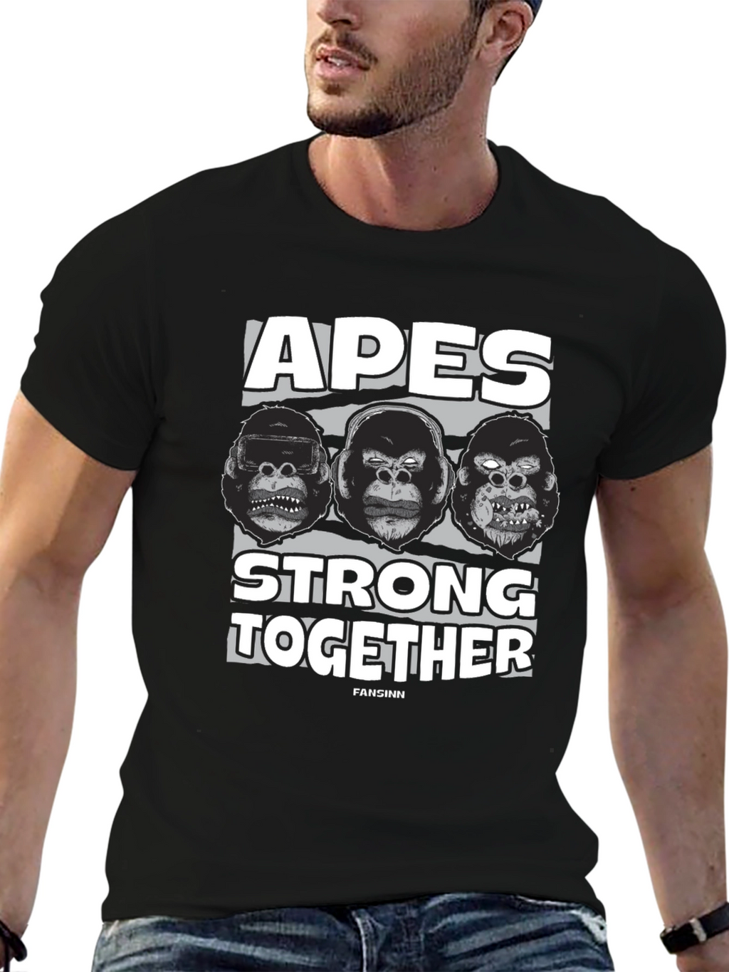 Apes Strong Together Black T-Shirt