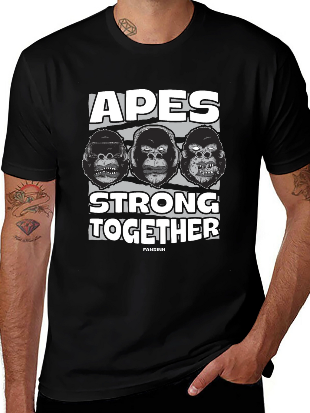 Apes Strong Together Black T-Shirt
