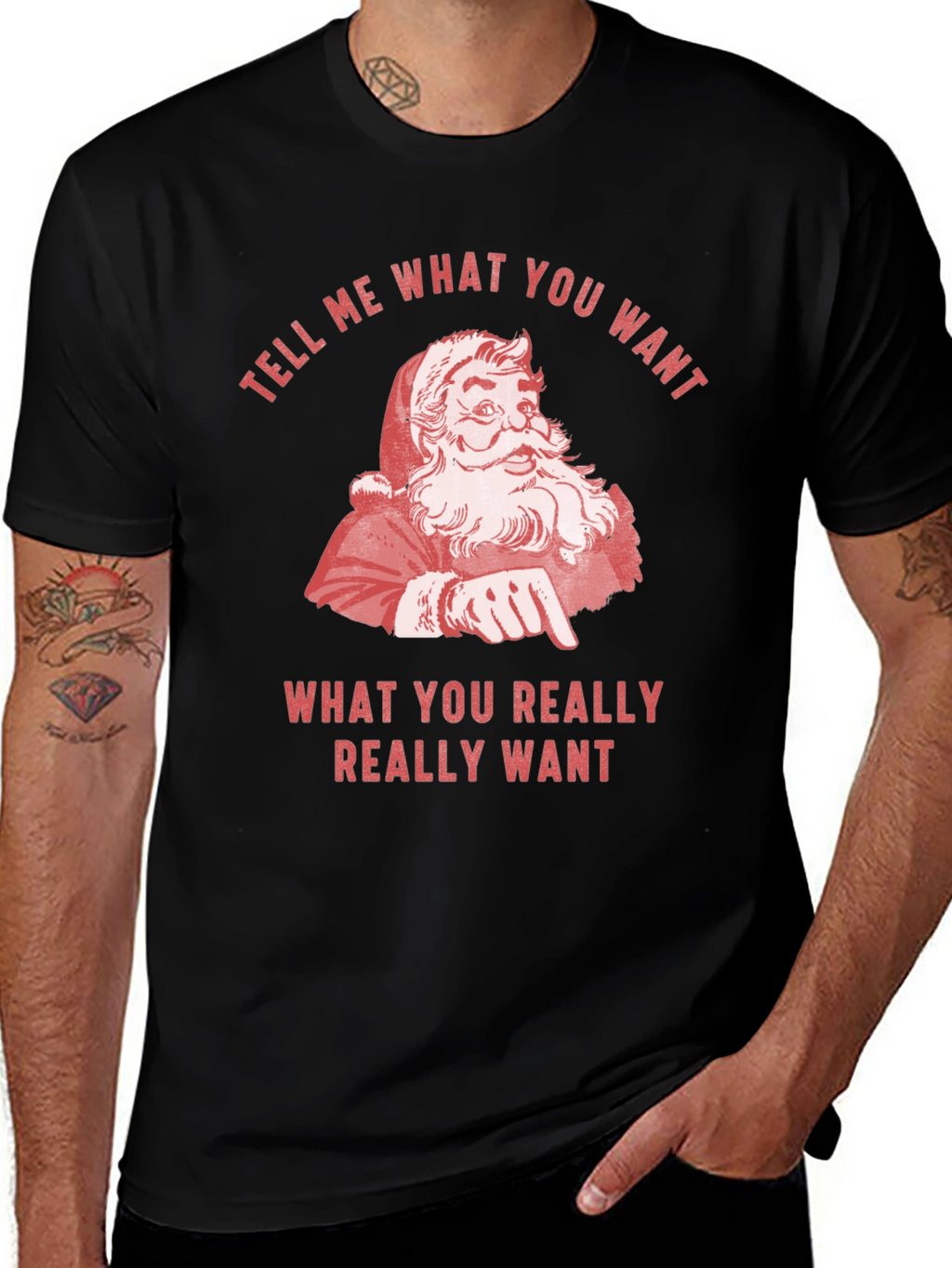 Retro Santa Tell Me What You Want Graphic Tee
