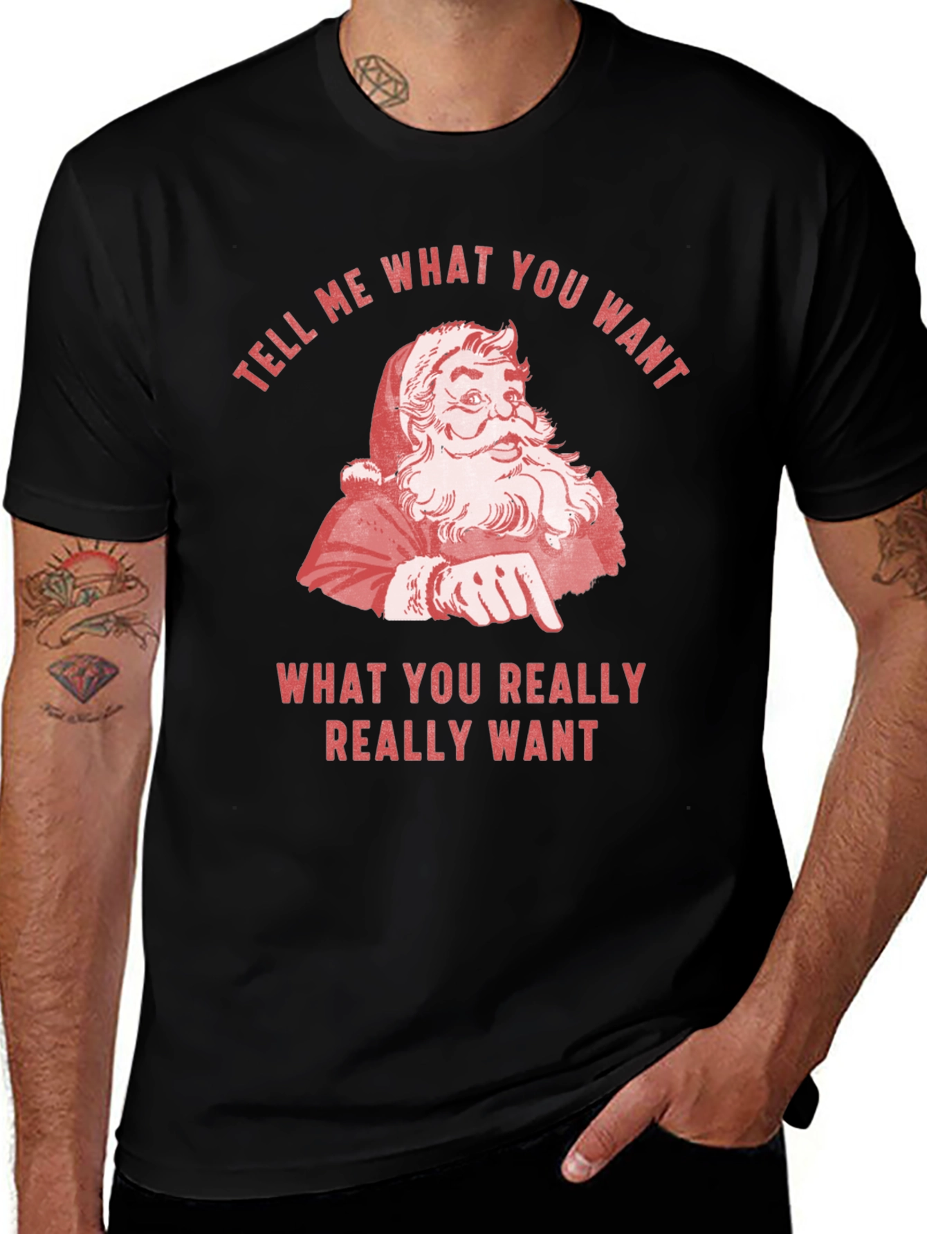 Retro Santa Tell Me What You Want Graphic Tee