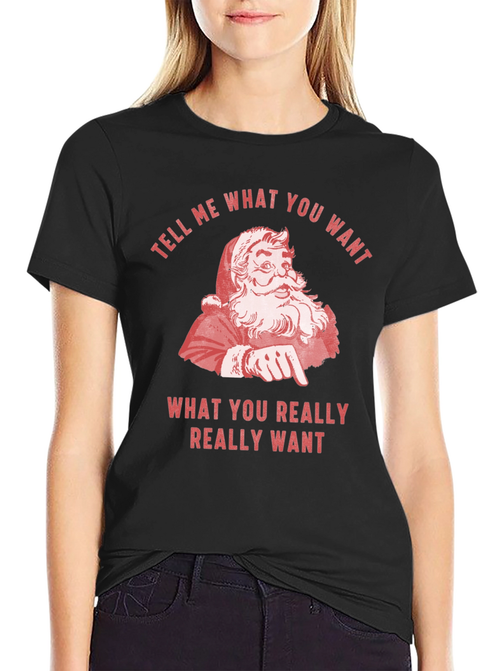 Retro Santa Tell Me What You Want Graphic Tee