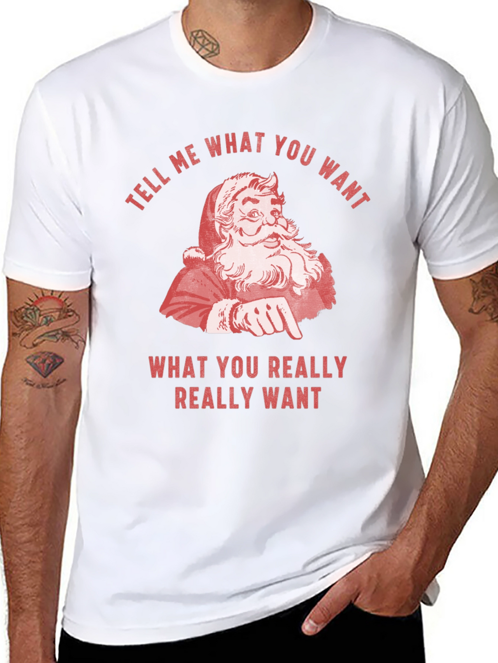 Retro Santa Tell Me What You Want Graphic Tee