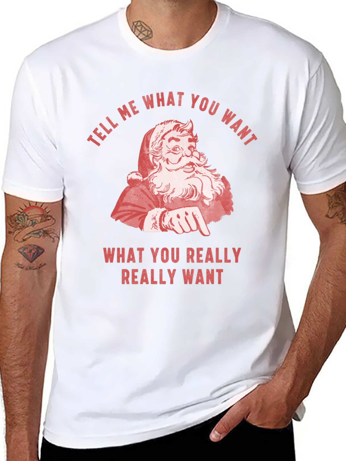 Retro Santa Tell Me What You Want Graphic Tee