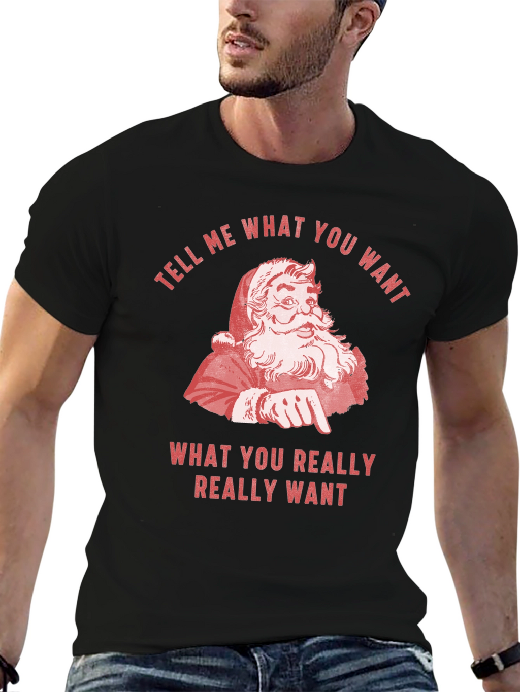 Retro Santa Tell Me What You Want Graphic Tee