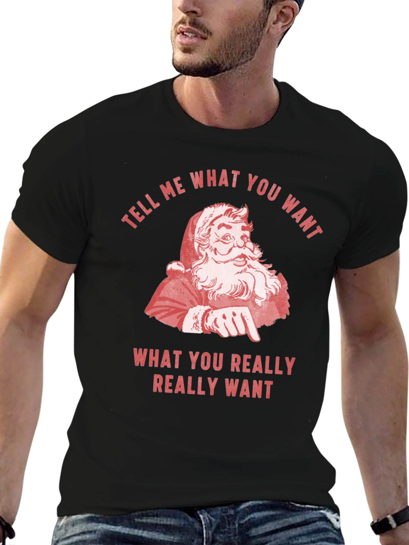 Retro Santa Tell Me What You Want Graphic Tee