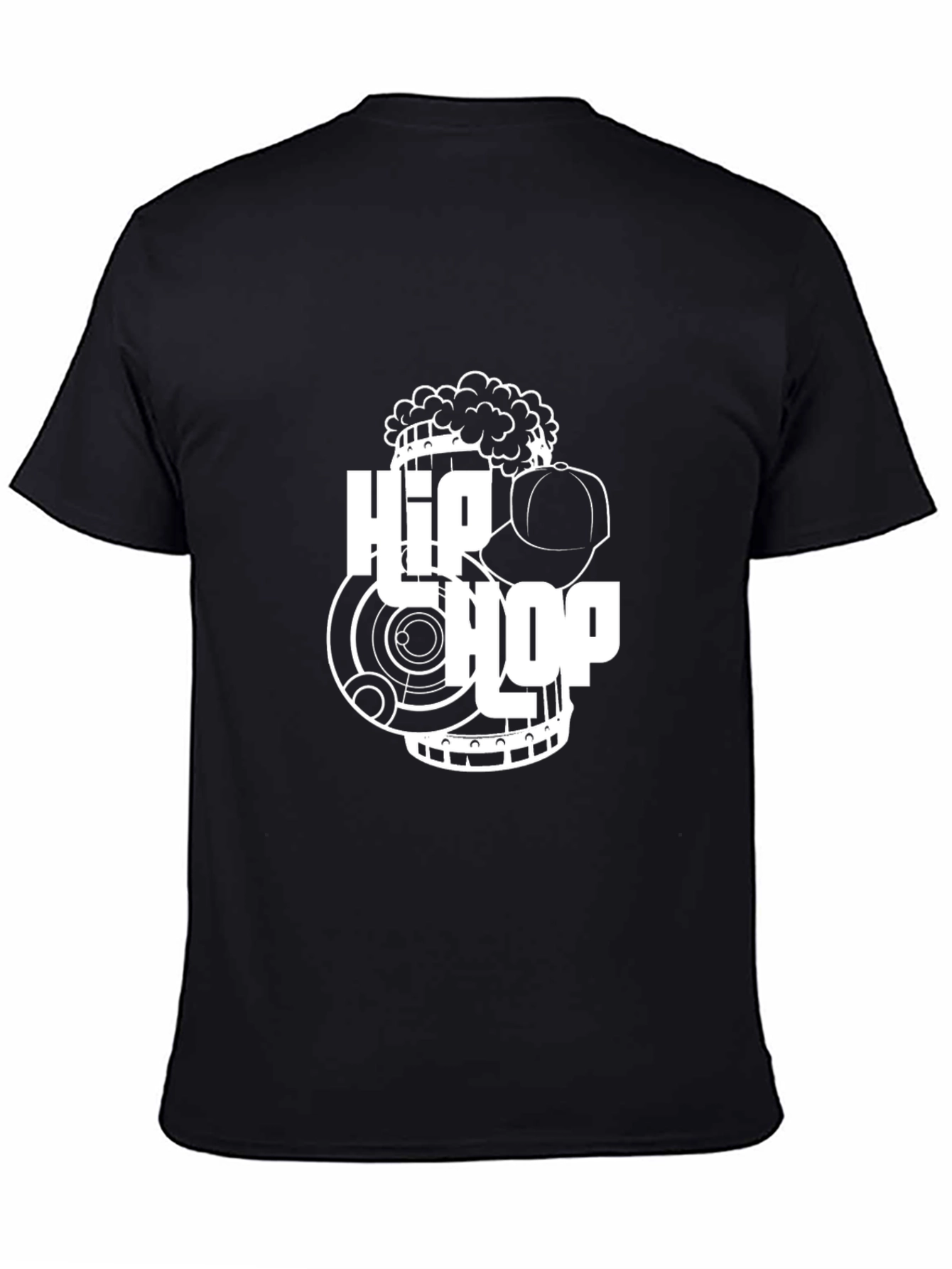 Hip Hop Graphic Print Black T-Shirt