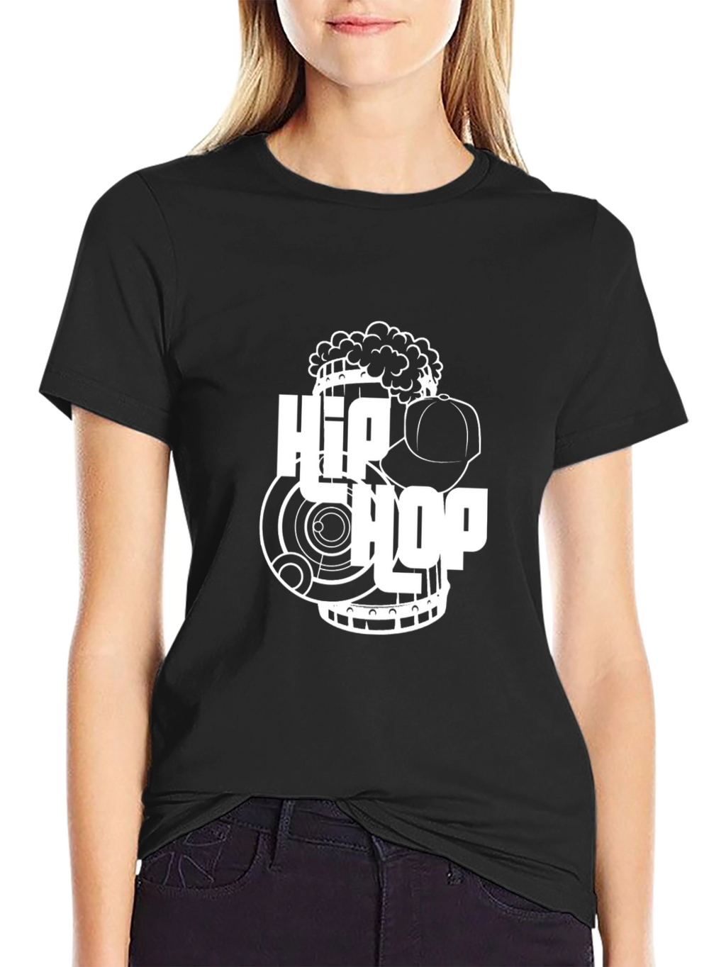 Hip Hop Graphic Print Black T-Shirt