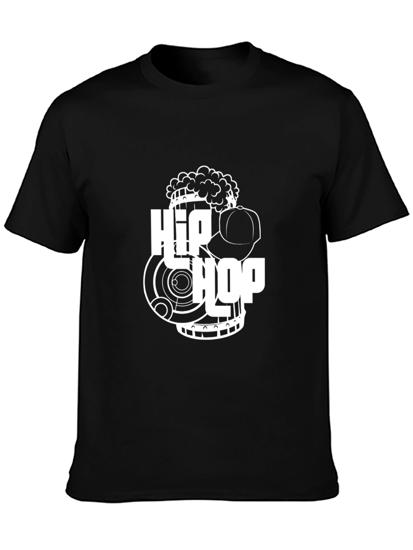 Hip Hop Graphic Print Black T-Shirt