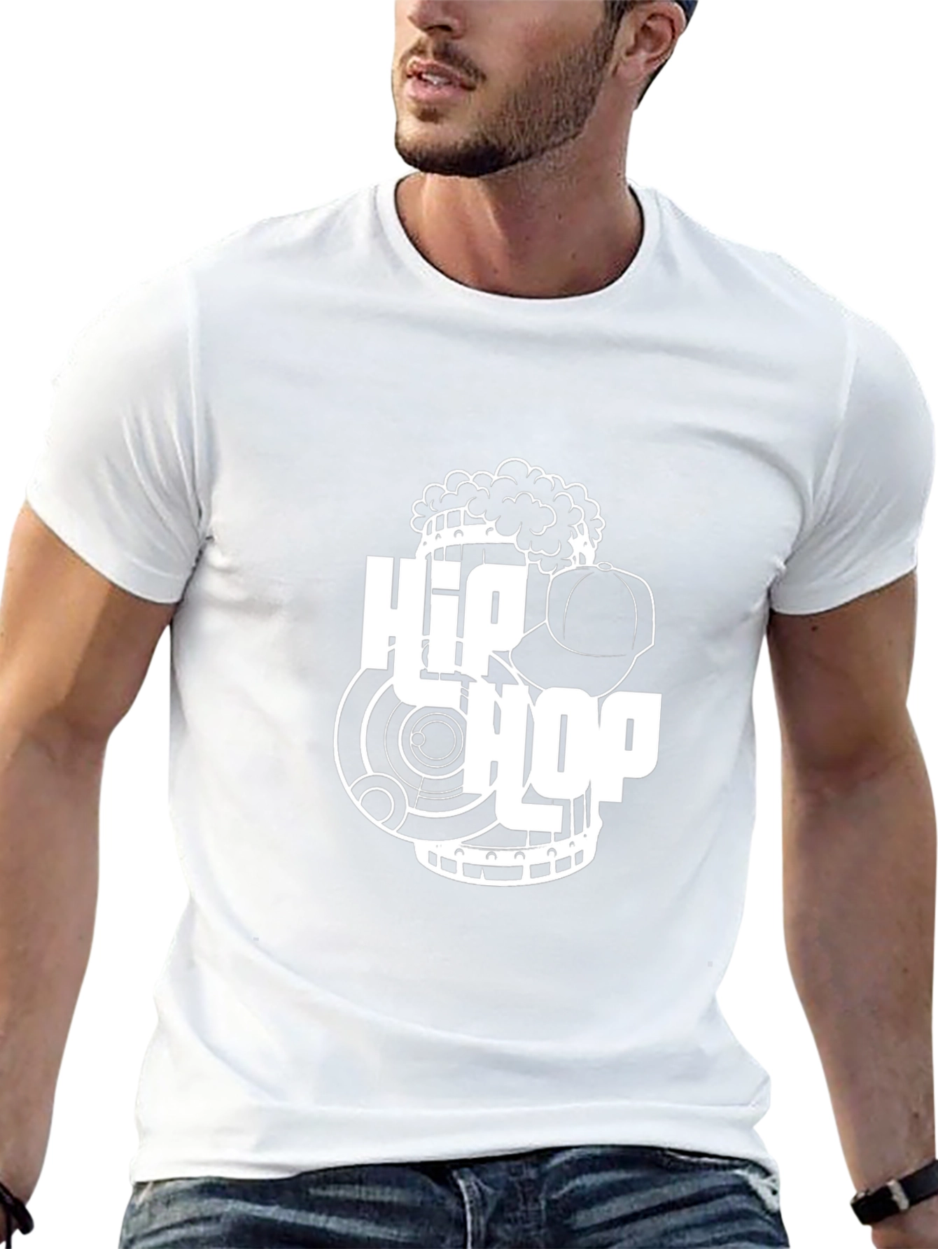 Hip Hop Graphic Print Black T-Shirt