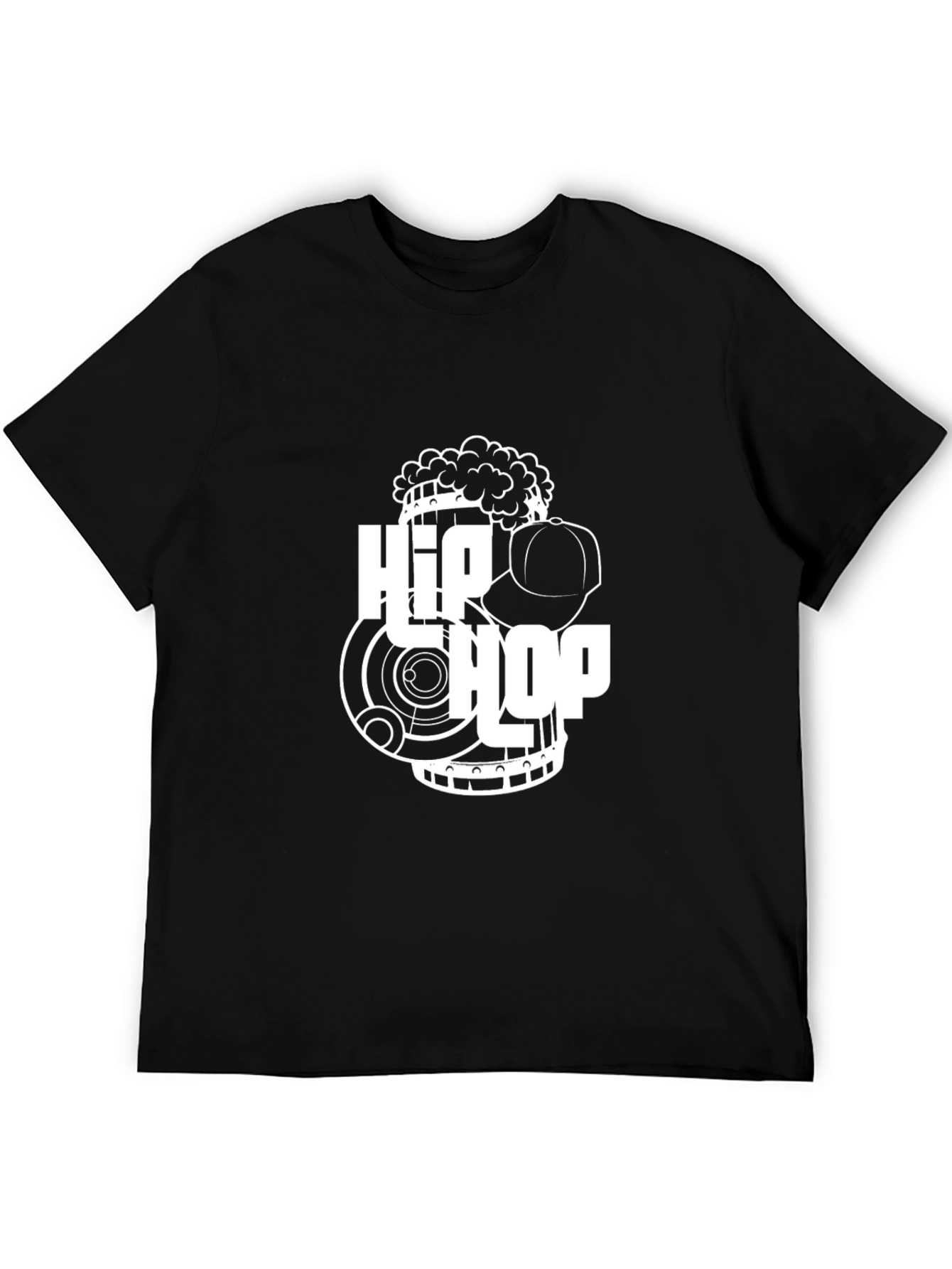 Hip Hop Graphic Print Black T-Shirt